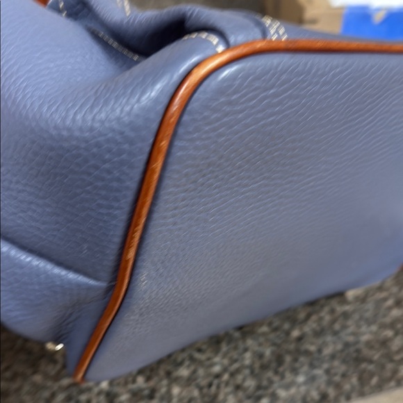 Dooney & Bourke Blue and Brown Leather Backpack - Picture 7 of 13